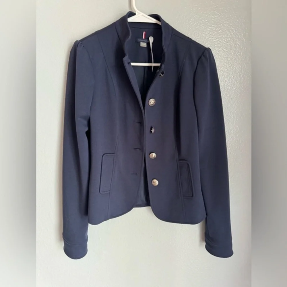 Tommy Hilfiger Military Style Navy Blazer Silver Buttons Size 4 NWOT
